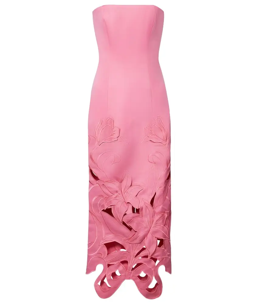 Leo Lin Rayna floral-appliqué bustier gown