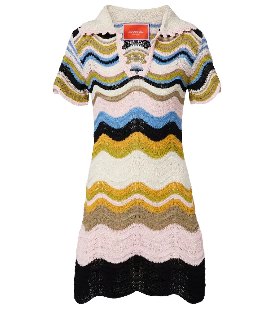 La DoubleJ Chevron crochet cotton polo dress