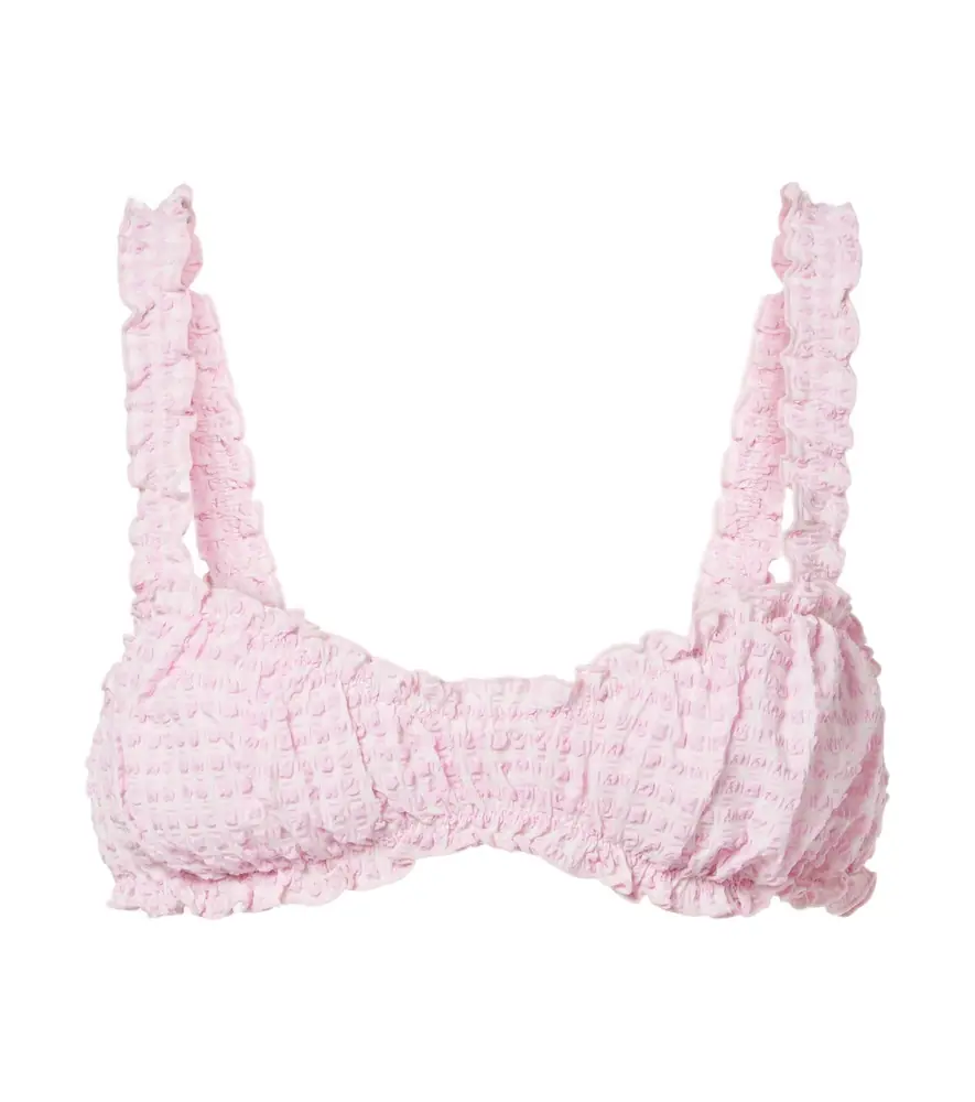 Simkhai Ruffled checked bikini top