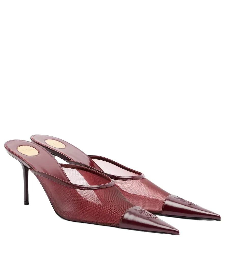 Saint Laurent Renée mesh and leather mules