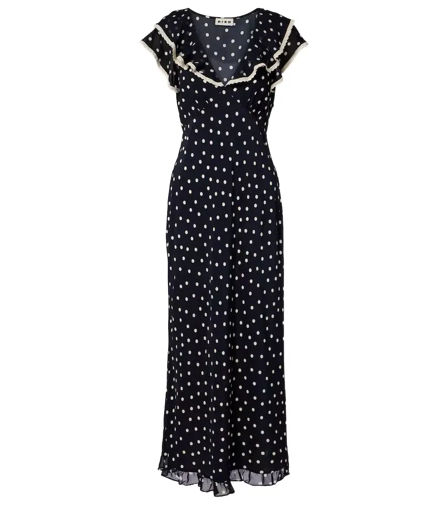 Rixo Bethea polka-dot crêpe de chine midi dress