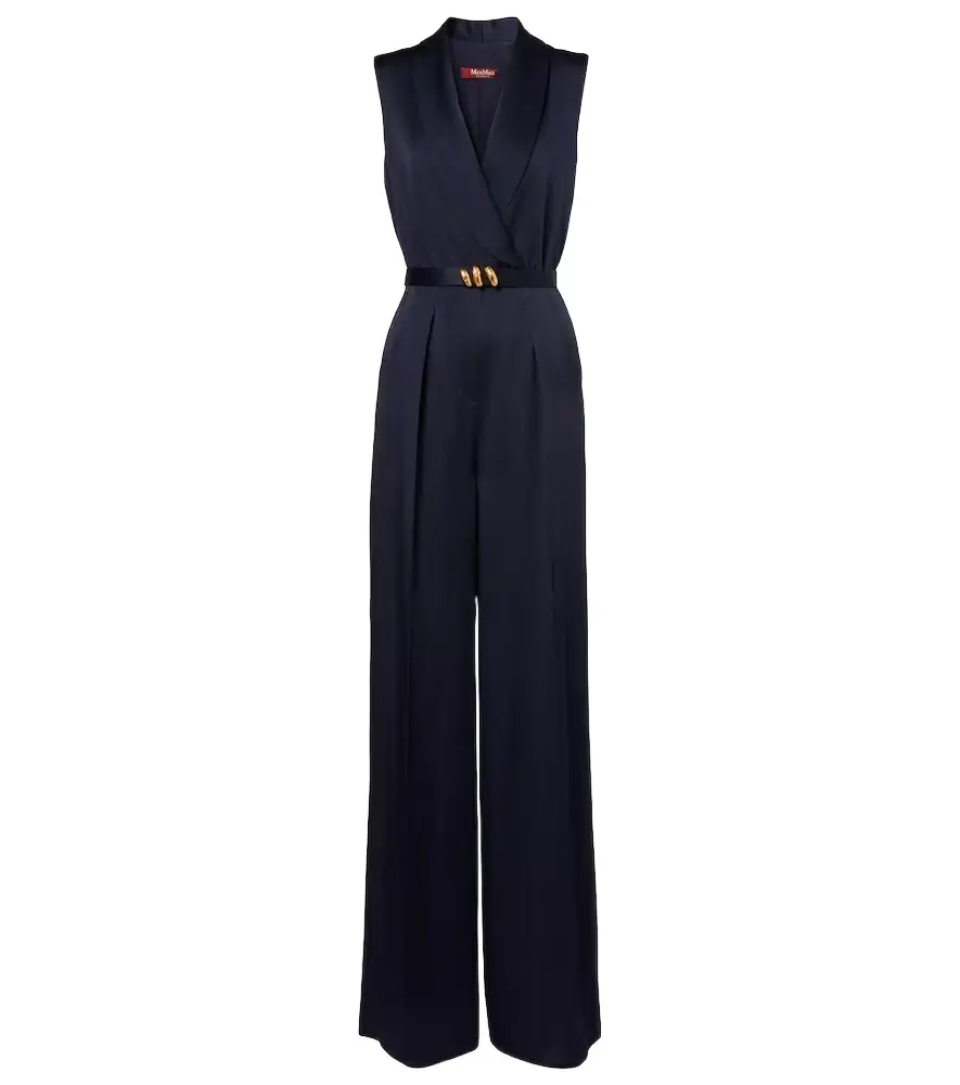 Max Mara Elegante belted satin jumpsuit