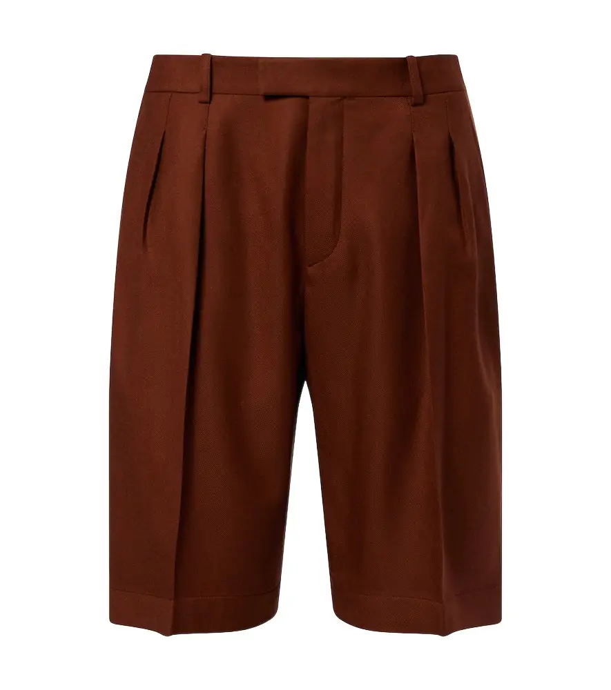 Saint Laurent Pleated cashmere Bermuda shorts