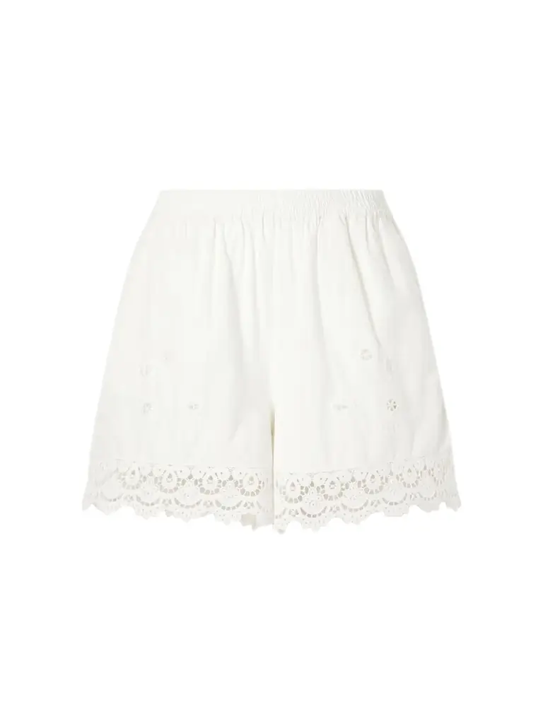 SKALL Tallulah Floral-embroidered Organic Cotton And Linen-blend Shorts