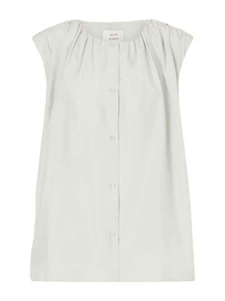 Loulou de Saison Anca Gathered Cotton And Silk-blend Blouse
