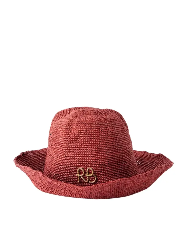 Ruslan Baginskiy Monogram-embellished Straw Bucket Hat