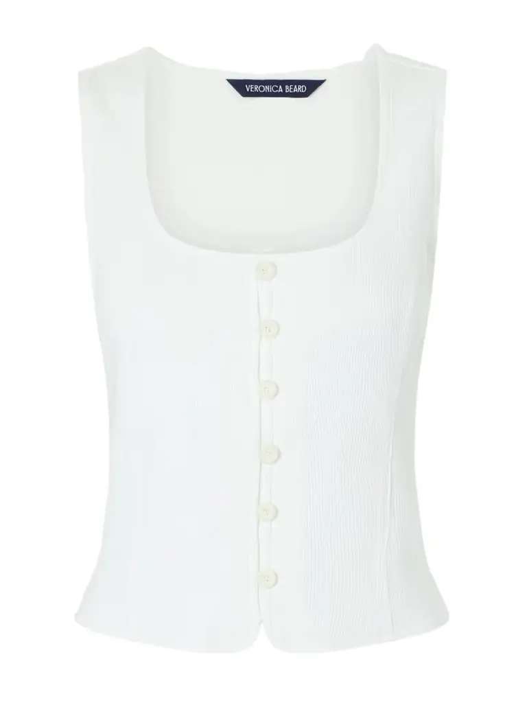 Veronica Beard Quenby Ribbed Cotton-blend Tank Top