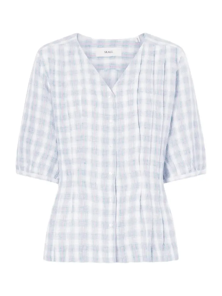 SKALL Elvira Pleated Checked Linen Shirt