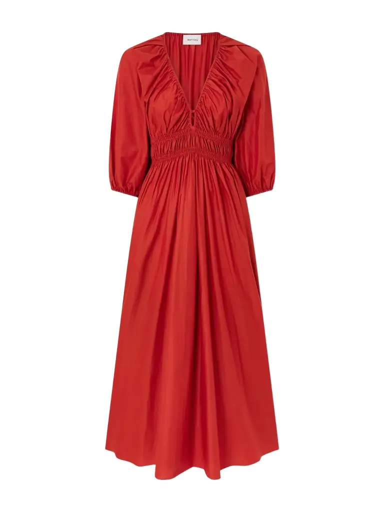Matteau Shirred Organic Cotton-poplin Maxi Dress
