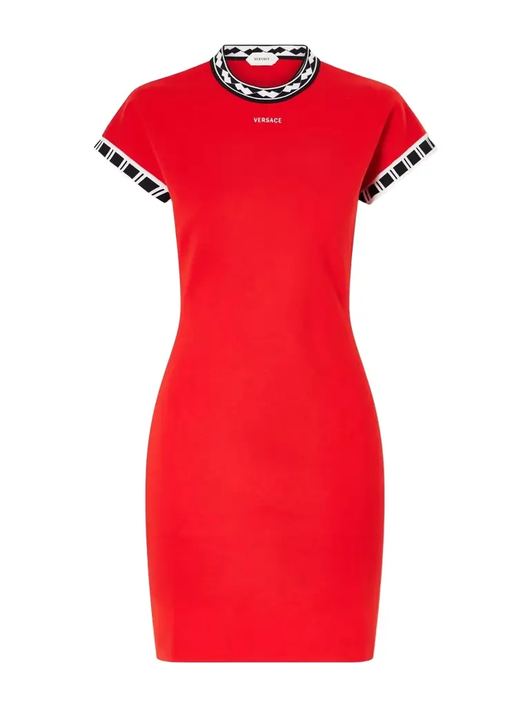 Versace Logo-embroidered Cotton Mini Dress