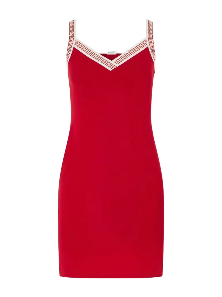 Versace Logo-jacquard Cotton-jersey Mini Dress
