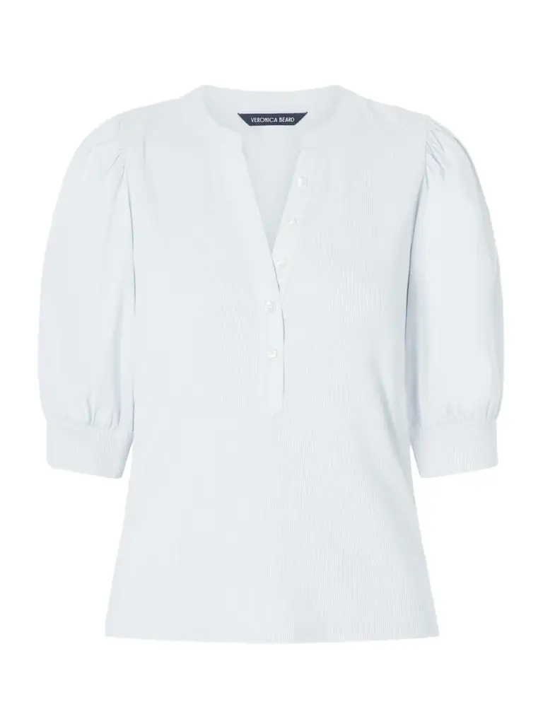 Veronica Beard Coralee Poplin And Ribbed Stretch-pima Cotton-jersey Top