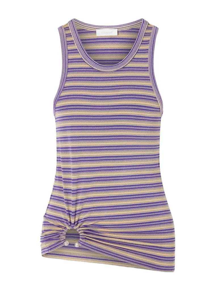 Rabanne Gathered Striped Jersey Tank