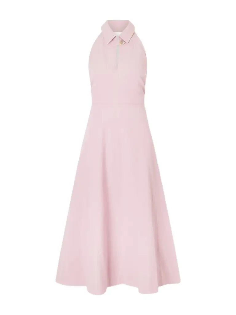 Veronica Beard Mackey Cotton-blend Seersucker Halterneck Midi Dress