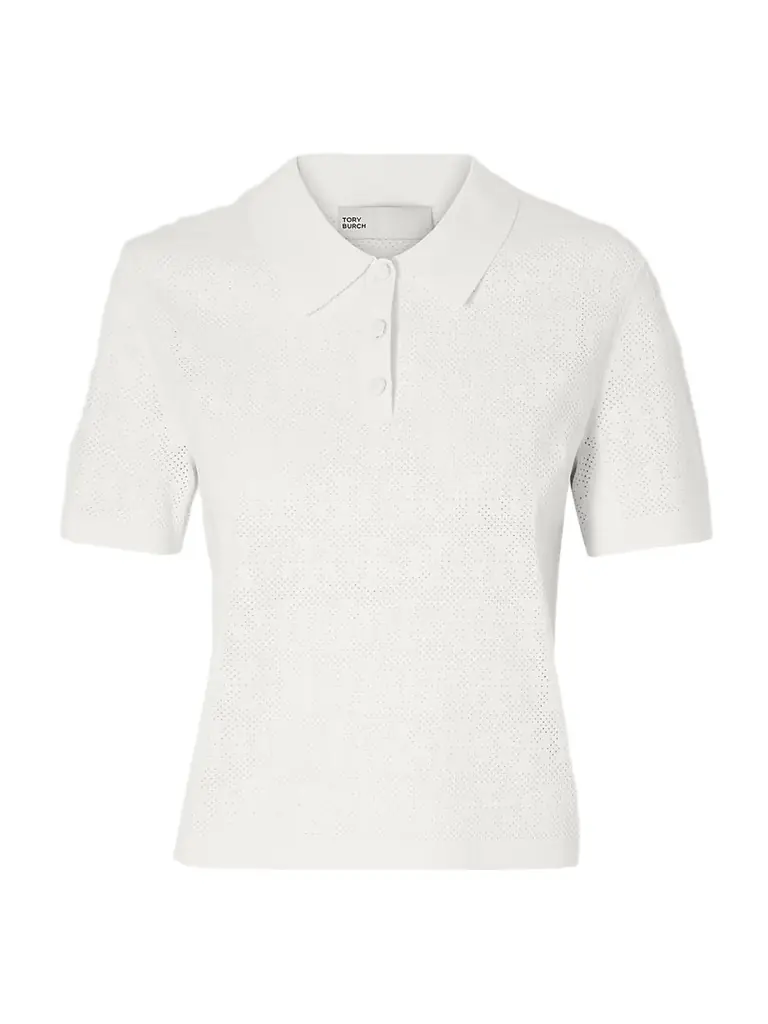 Tory Burch Pointelle-knit Polo Shirt