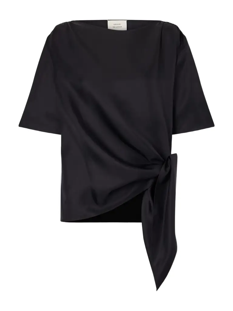 Loulou de Saison Mano Knotted Silk-twill Blouse