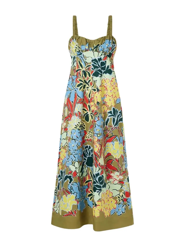 ALÉMAIS Solstice Floral-print Organic Cotton-poplin Midi Dress