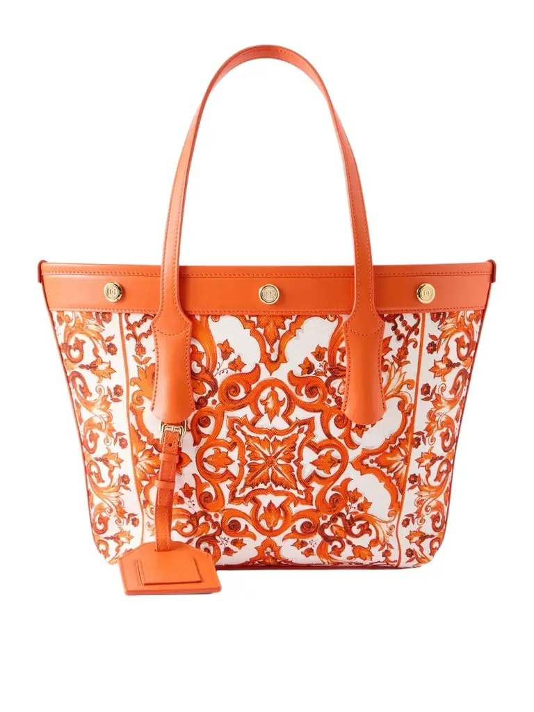 Dolce & Gabbana Kendra Printed Logo-embellished Leather-trimmed Canvas Shoulder Bag