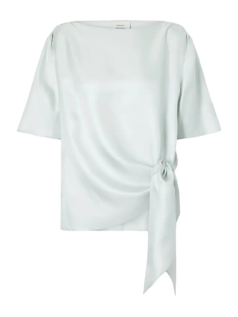 Loulou de Saison Mano Knotted Silk-twill Blouse