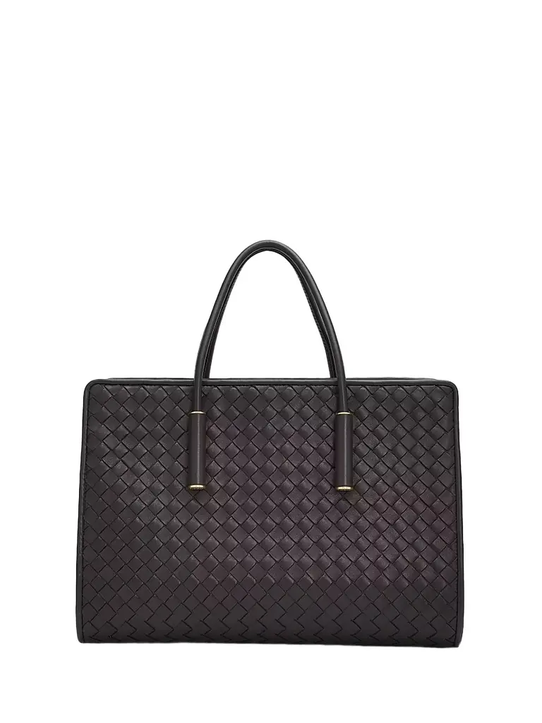 Bottega Veneta Women's Barbara Intrecciato Leather Tote Bag - Espresso Brass