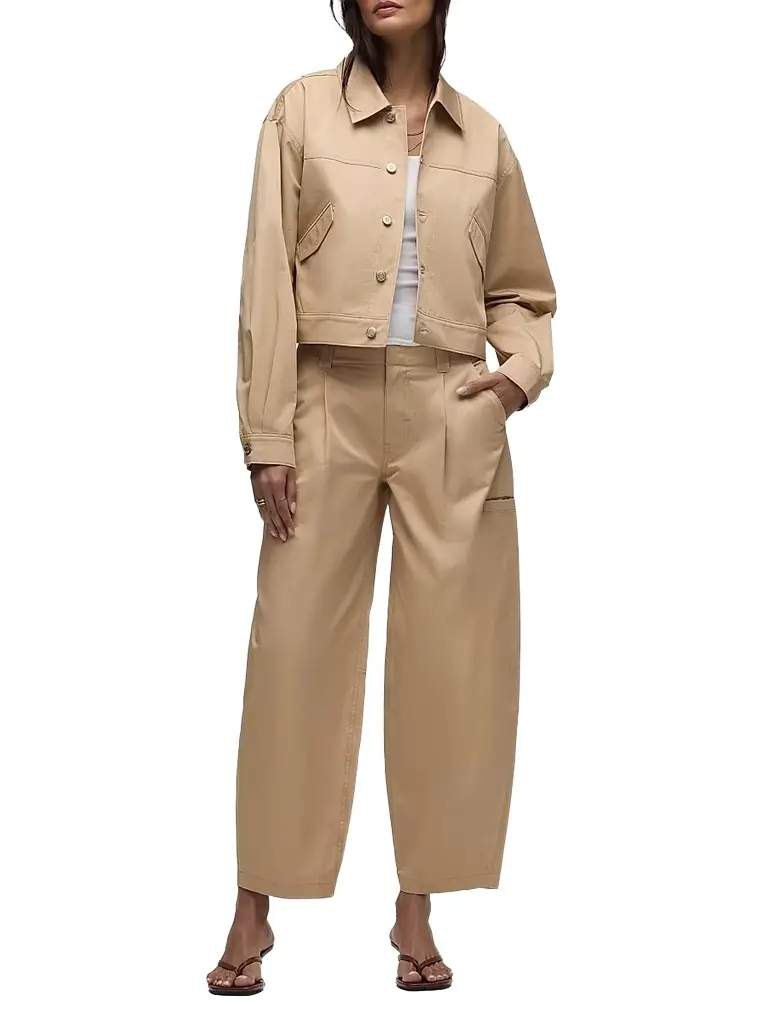 Hudson Jeans Women's Utility Barrel Cotton Pants - Almond