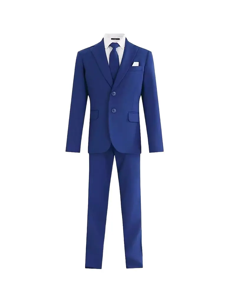 Moustache Four Piece Suit with Peak Lapel - Royal Blue