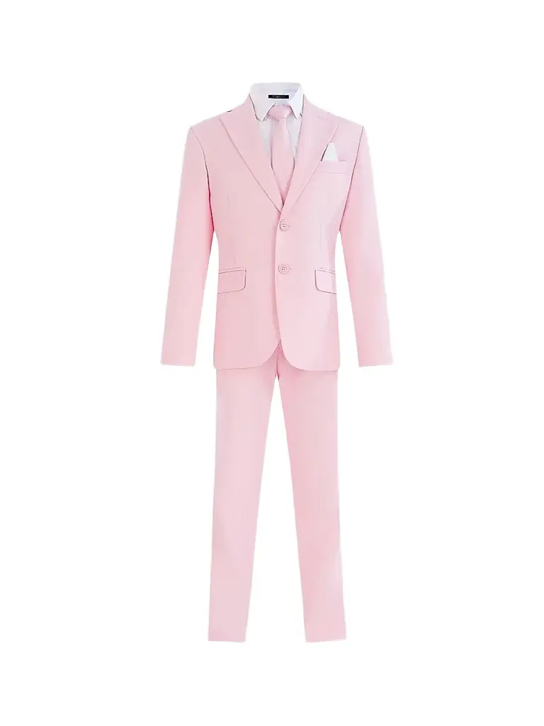 Moustache Four Piece Suit with Peak Lapel - Pink