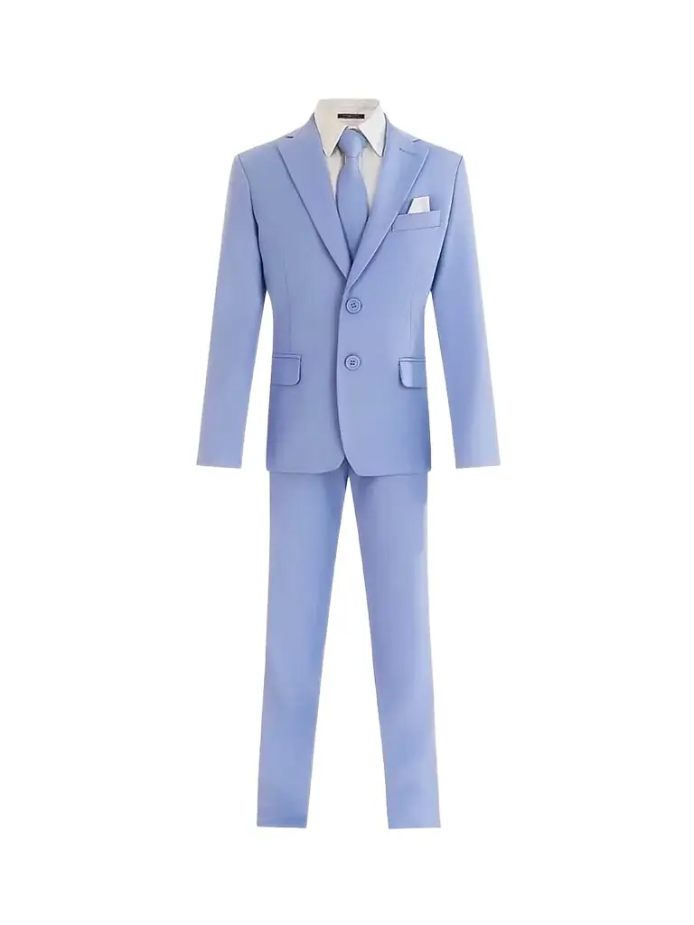 Moustache Four Piece Suit with Peak Lapel - Light Blue