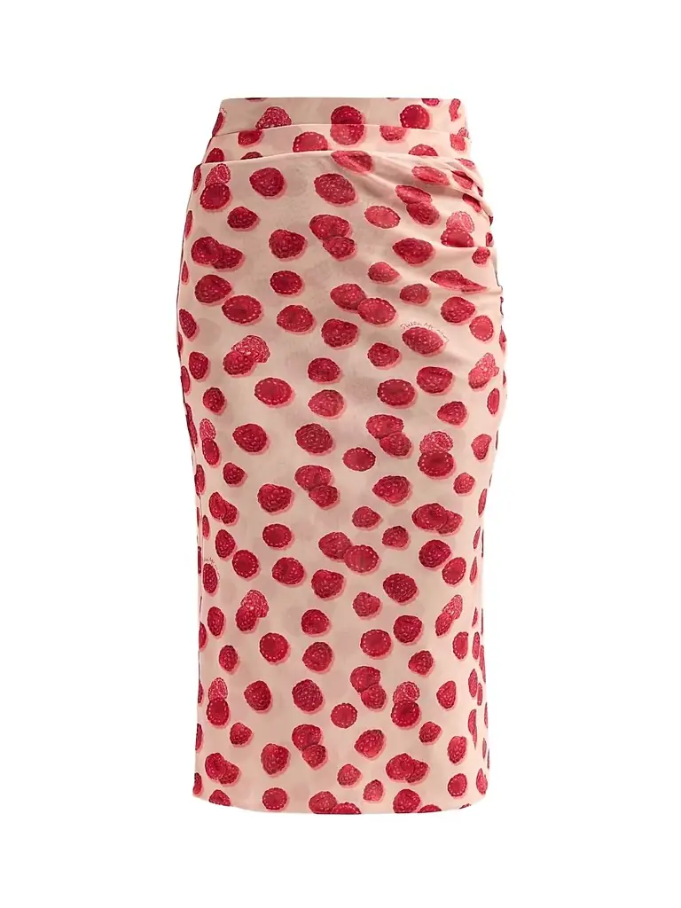 Stella McCartney Women's Raspberry-Print Mesh Pencil Skirt - Raspberry