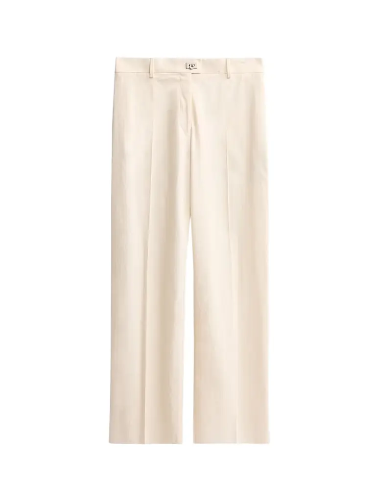 FERRAGAMO Women's Cotton-Silk Canvas Trousers - Parchment