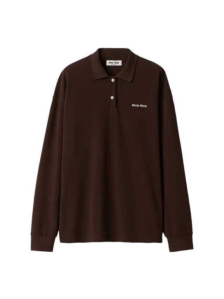 Miu Miu Women's Cotton Piqué Polo Shirt - Brown