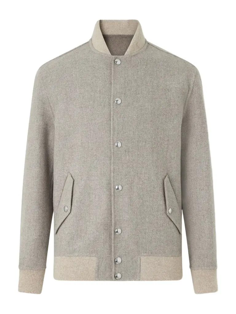 ELEVENTY Wool and Cashmere-Blend Herringbone Bomber Jacket - Men