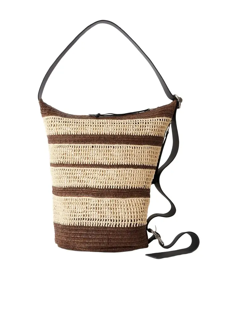 Loewe Paula's Ibiza Loop Bucket Medium Leather-Trimmed Raffia Tote Bag - Men