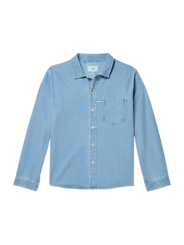 Folk Loop Cord-Trimmed Denim Shirt - Men