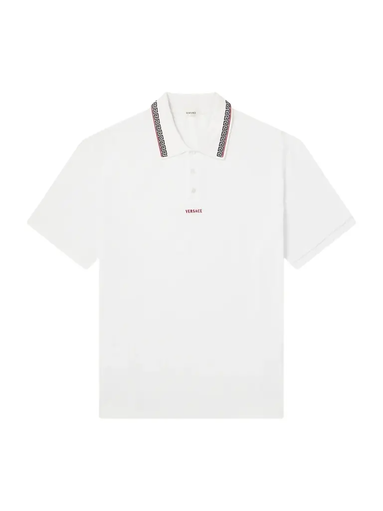 Versace Logo-Embroidered Cotton-Piqué Polo Shirt - Men