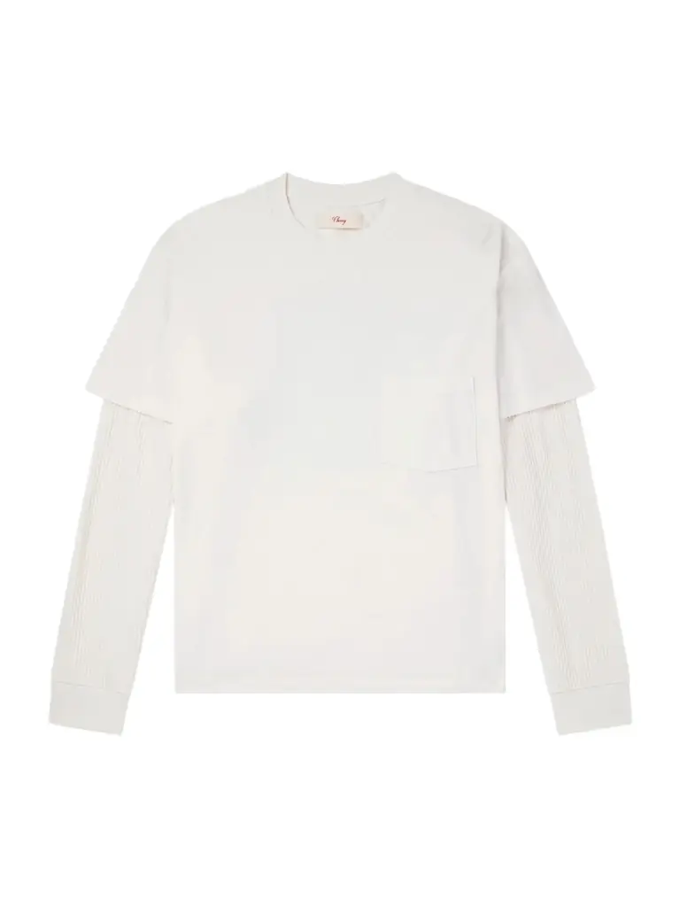 Cherry Los Angeles Waffle-Trim Cotton-Jersey Sweater - Men