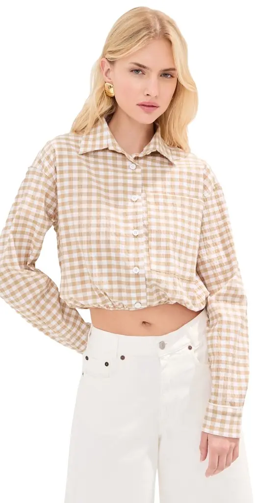 LE BOP Wylie Button Down Khaki Check