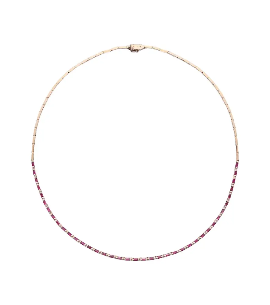 Suzanne Kalan 18kt rose gold tennis necklace with rubies