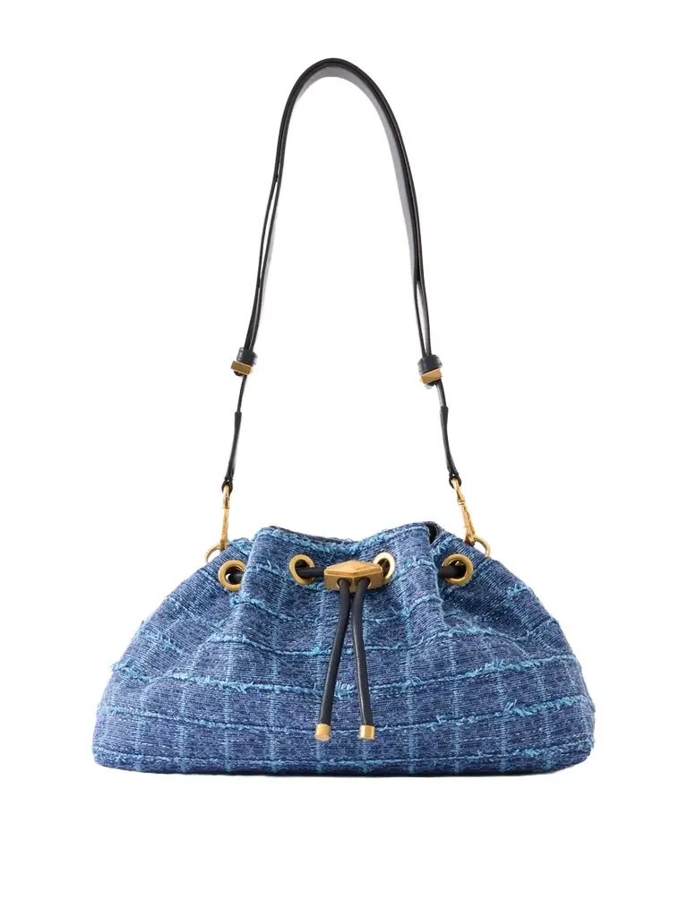 Jimmy Choo Cinch Medium Leather-trimmed Denim Shoulder Bag