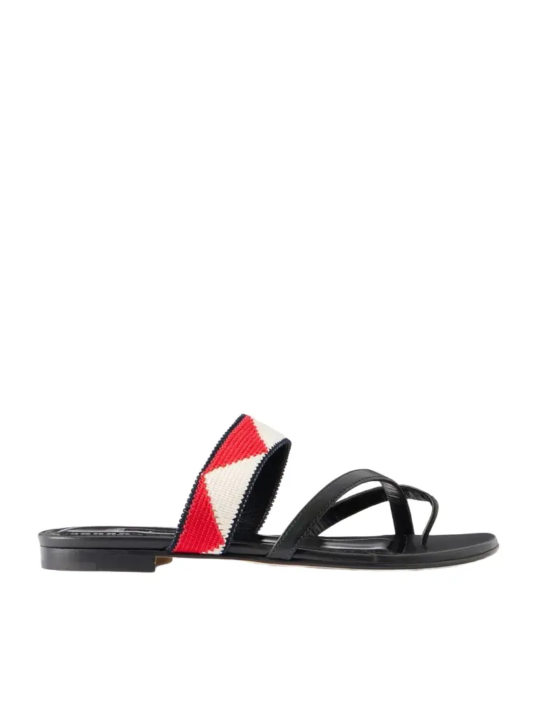 Manolo Blahnik Susastra 10 Leather Woven Sandals