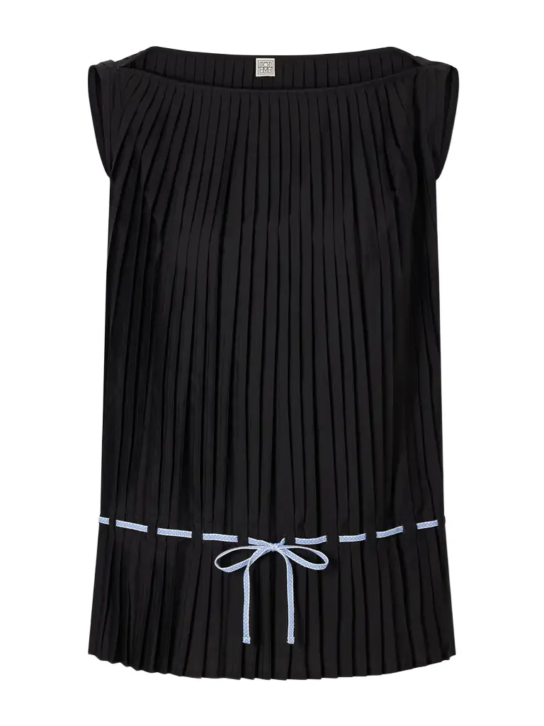 TOTEME Belted Pleated Poplin Blouse