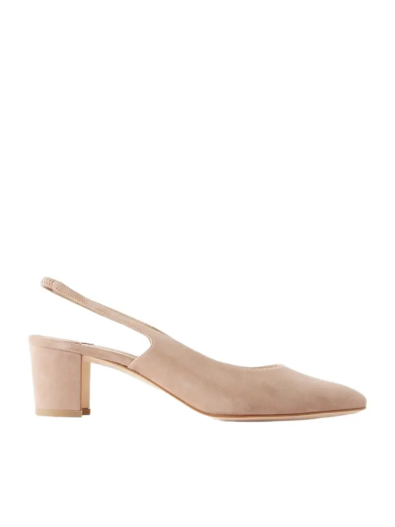 Manolo Blahnik Allurasan 50 Suede Slingback Pumps