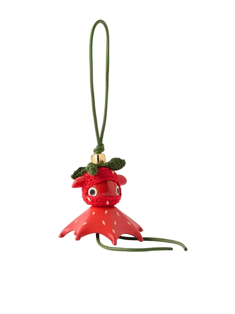 Loewe + Paula's Ibiza Strawberry Logo-embellished Leather Charm
