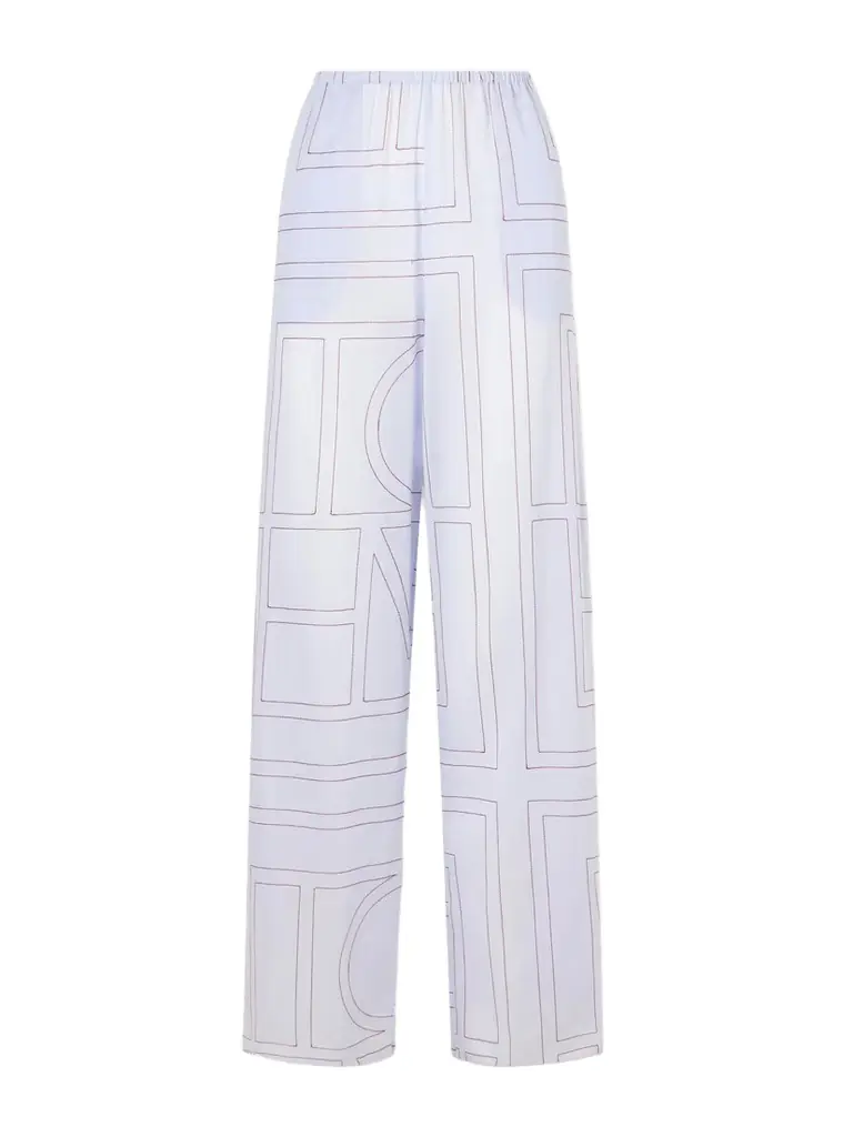 TOTEME Embroidered Lyocell And Cotton-blend Wide-leg Pajama Pants
