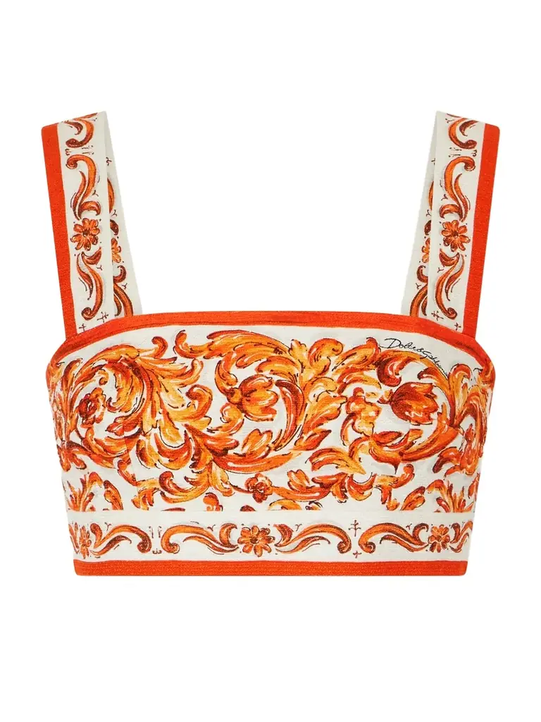 Dolce & Gabbana Cropped Printed Woven Top - Women's Clothing