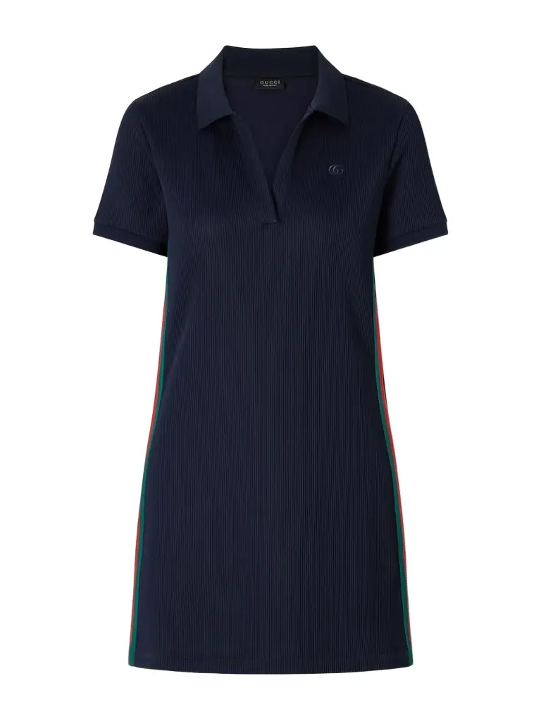 Gucci Double G-embossed Webbing-trimmed Ribbed Jersey Mini Dress