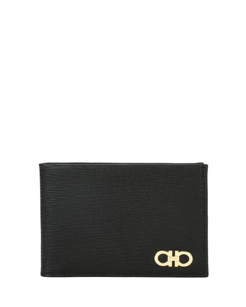 Ferragamo Men's Revival Gancini Bi-Fold Leather Wallet with Window, Black - Women's Accessories