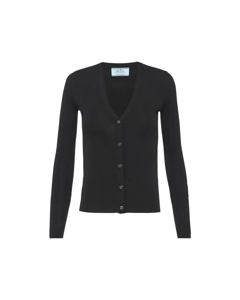Prada V-Neck Cashmere-Silk Cardigan