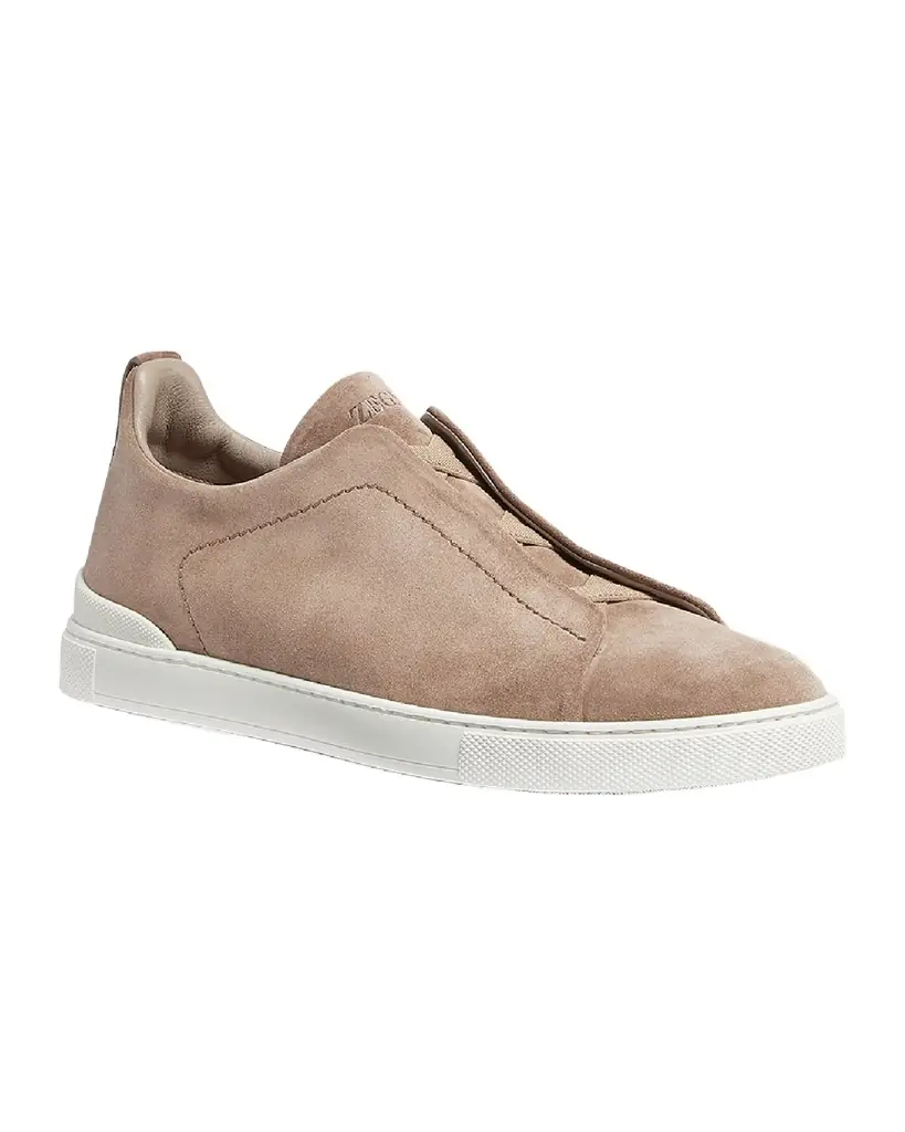 ZEGNA Men 's Triple Stitch Suede Sneakers