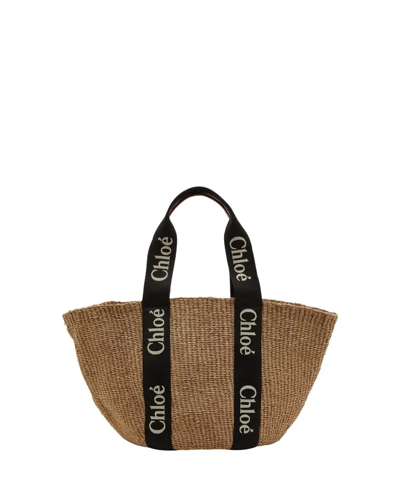 Chloe Woody Large Mifuko Basket Bag with Logo Webbing